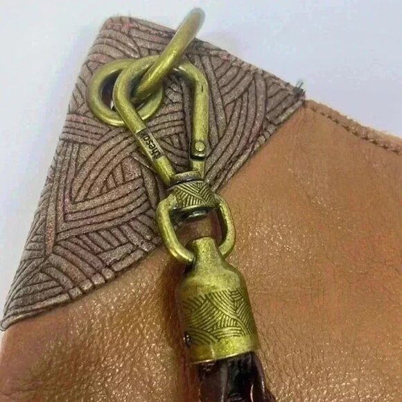 The Sak Leather Two Tone Shoulder Bag Braided Strap‎ Brass Hardware Purse - Picture 11 of 12